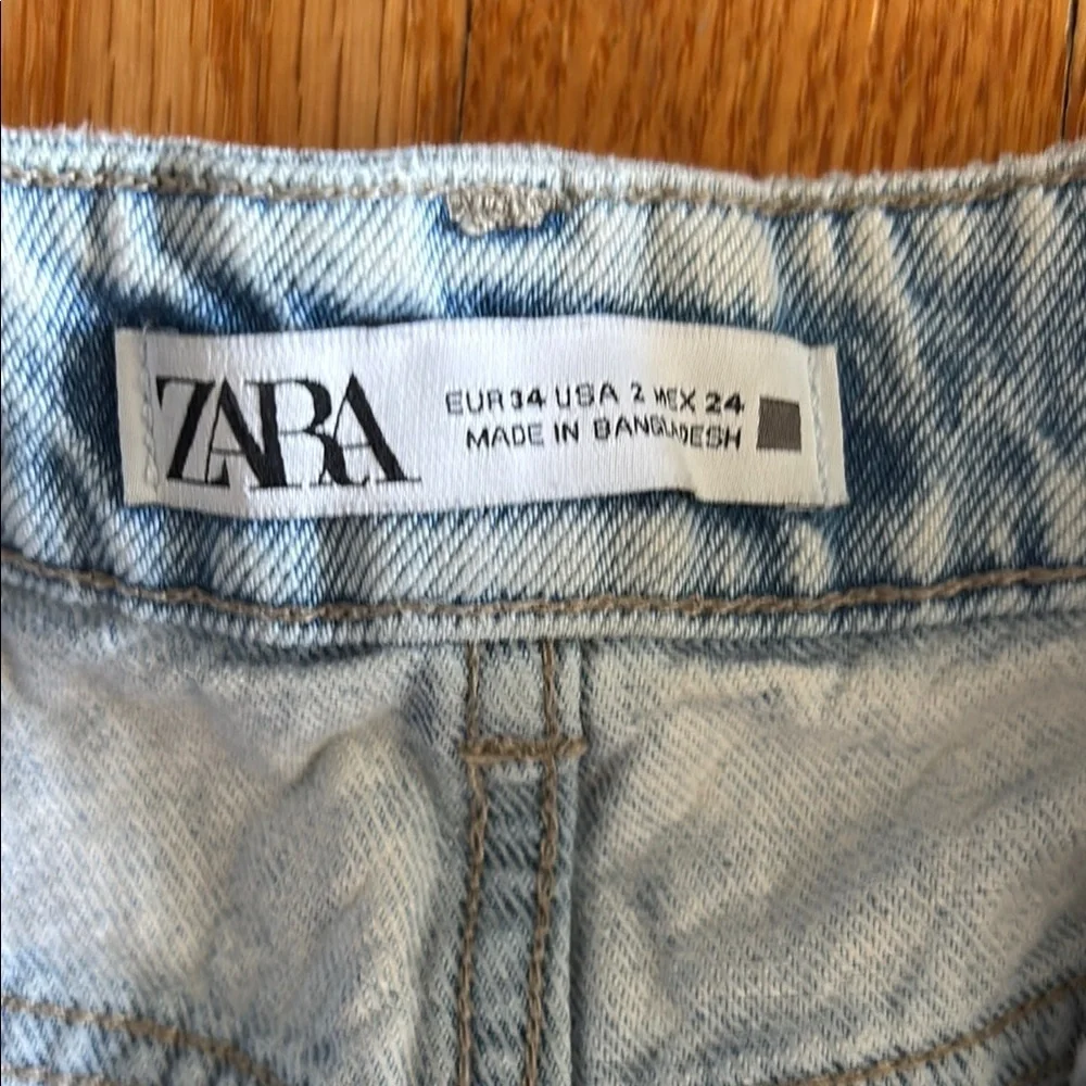 Zara Light Blue Distressed Jean Shorts